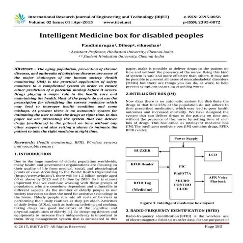 IRJET-Intelligent Medicine box for disabled peoples