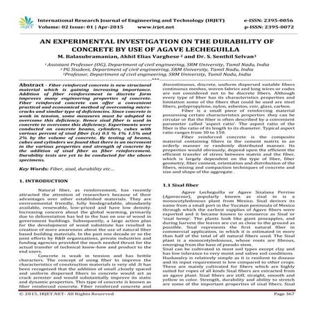 IRJET-An Experimental Investigation on the Durability of Concrete  by use of ...