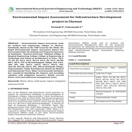IRJET-Environmental Impact Assessment for Infrastructure  Development project...