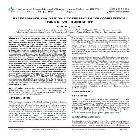Performance Analysis on Fingerprint Image Compression Using K-SVD-SR and SPIHT