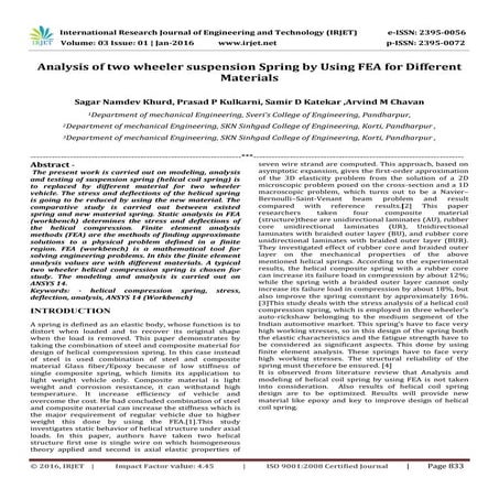 Analysis of two wheeler suspension Spring by Using FEA for Different Materials