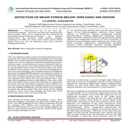 Detection of Brain Tumor below 3mm Using NIR Sensor 