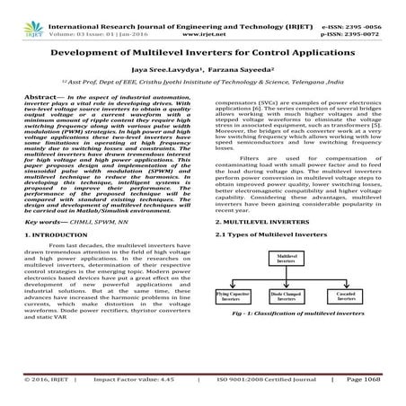 Development of Multilevel Inverters for Control Applications