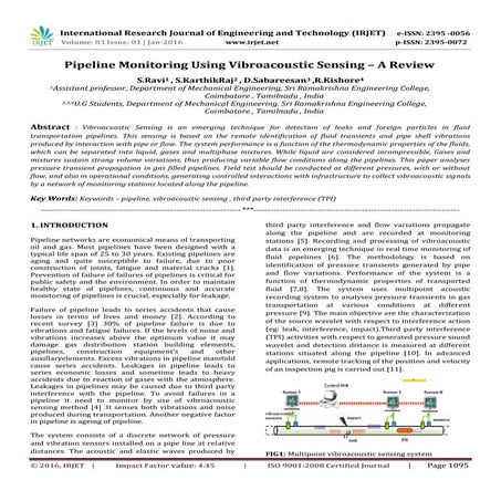 Pipeline Monitoring Using Vibroacoustic Sensing – A Review