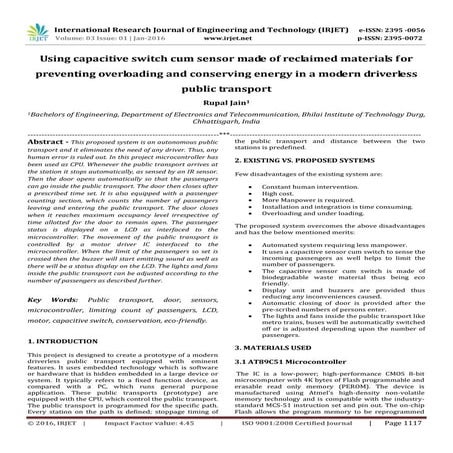 Using capacitive switch cum sensor made of reclaimed materials for preventing...