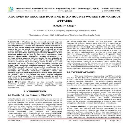 A Survey on Secured Routing In AD HOC Networks for Various Attacks