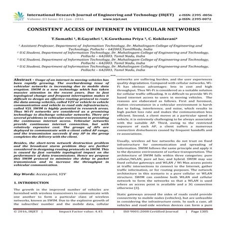 Consistent Access of Internet in Vehicular Networks
