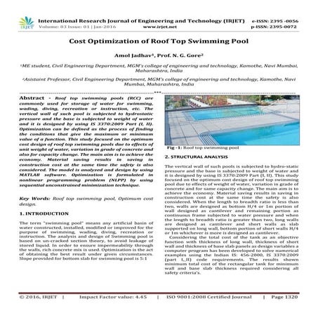 Cost Optimization of Roof Top Swimming Pool