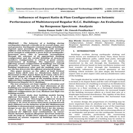Influence of Aspect Ratio & Plan Configurations on Seismic Performance of Mul...