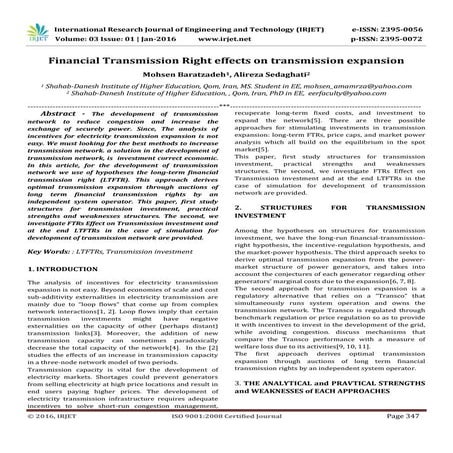 Economics of Electricity Transmission Line Rehabilitation Investments | PPT