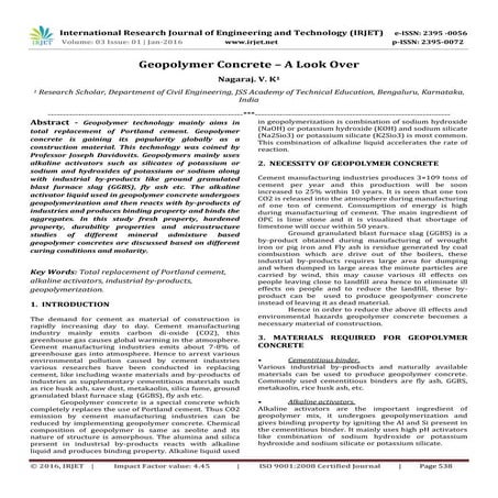 Geopolymer Concrete – A Look Over