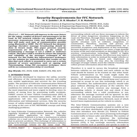  Security Requirements for IVC Network 