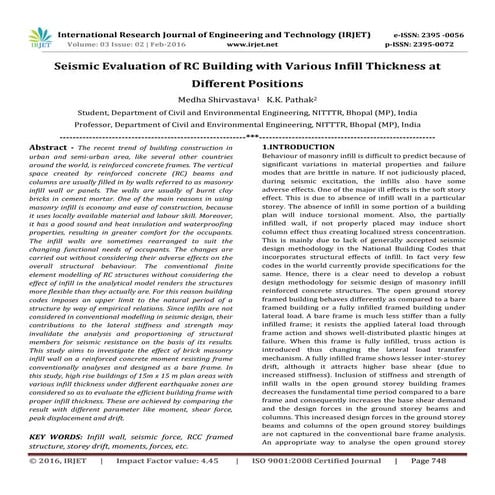 Seismic Evaluation of RC Building with Various Infill Thickness at Different ...