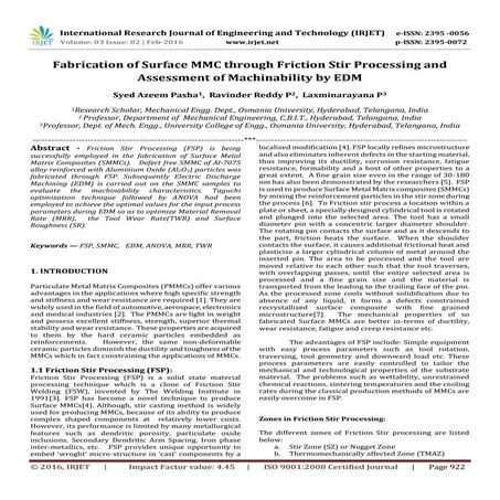 Fabrication of Surface MMC through Friction Stir Processing and Assessment of...