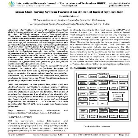 Kisan Monitoring System Focused on Android based Application