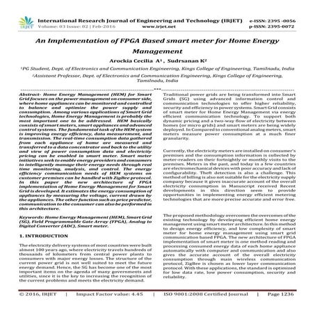 An Implementation of FPGA Based smart meter for Home Energy Management ...