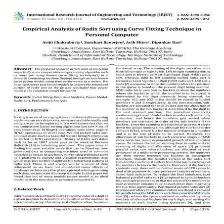 Empirical Analysis of Radix Sort using Curve Fitting Technique in Personal Co...