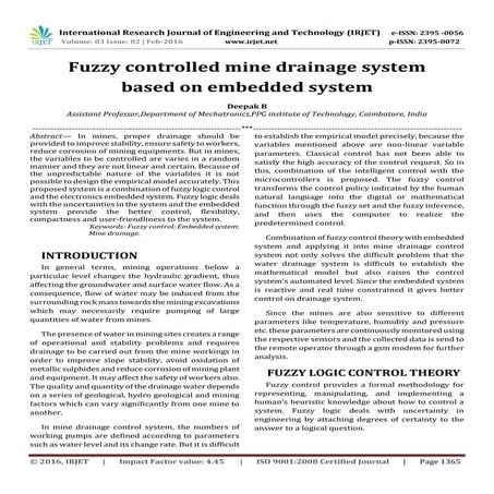 Fuzzy controlled mine drainage system based on embedded system