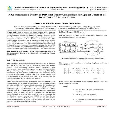 A Comparative Study of PID and Fuzzy Controller for Speed Control of Brushles...
