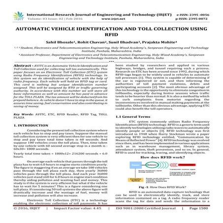Automatic Vehicle Identification and Toll Collection Using RFID