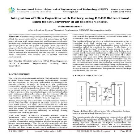 Integration of Ultra Capacitor with Battery using DC-DC Bidirectional Buck Bo...