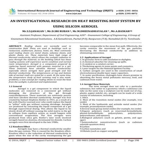 An Investigational Research on Heat Resisting Roof System by Using Silicon Ae...