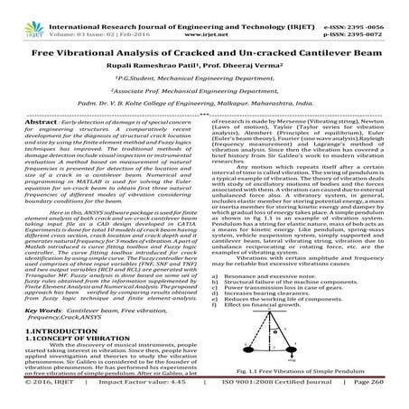 Free Vibrational Analysis of Cracked and Un-cracked Cantilever Beam