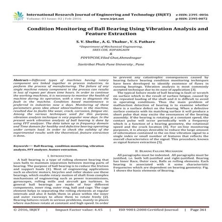 Condition Monitoring of Ball Bearing Using Vibration Analysis and Feature Ext...
