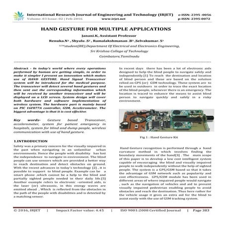 Hand Gesture for Multiple Applications