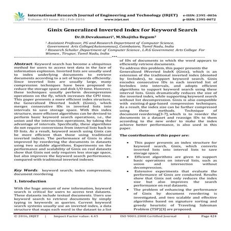Ginix Generalized Inverted Index for Keyword Search