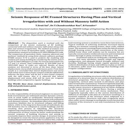 Seismic Response of RC Framed Structures Having Plan and Vertical ...