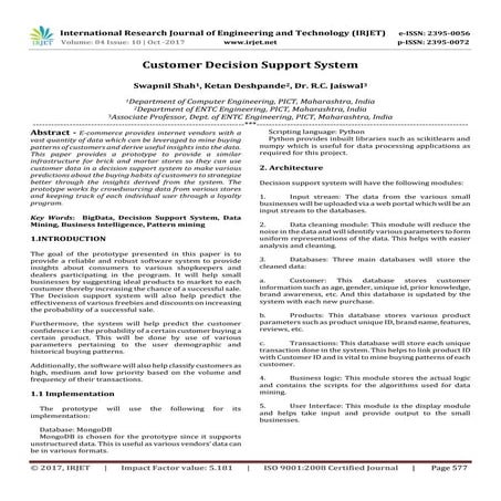 Customer Decision Support System