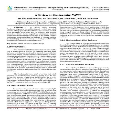 Experimental Comparison Study for Savonius Wind Turbine of Two & Three ...