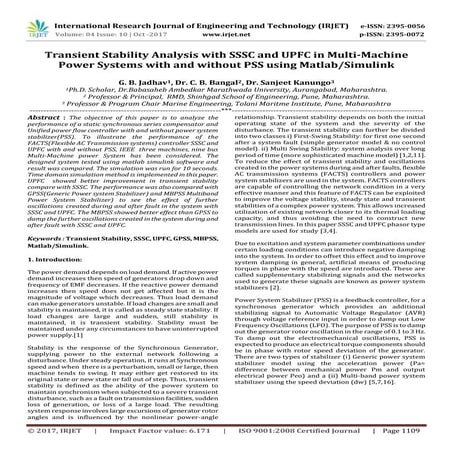 Transient Stability Analysis with SSSC and UPFC in Multi-Machine Power System...