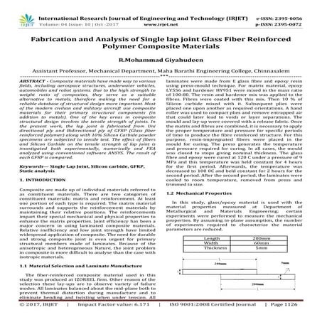 Fabrication and Analysis of Single Lap Joint Glass Fiber Reinforced Polymer C...