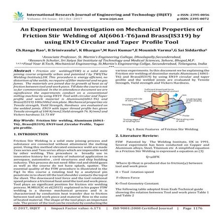 An Experimental Investigation on Mechanical Properties of Friction Stir Weldi...