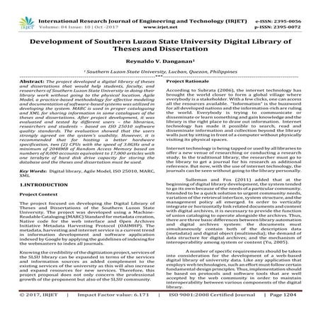 Development of Southern Luzon State University Digital Library of Theses and ...