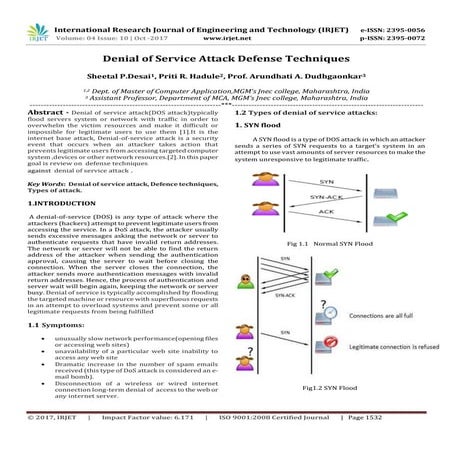 Denial of Service Attack Defense Techniques