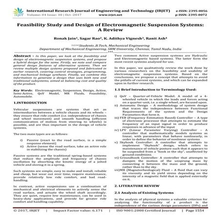 Feasibility Study and Design of Electromagnetic Suspension Systems: A Review