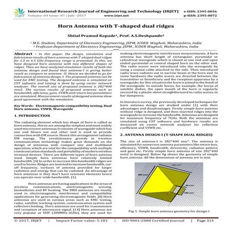 Horn Antenna with T-Shaped Dual Ridges
