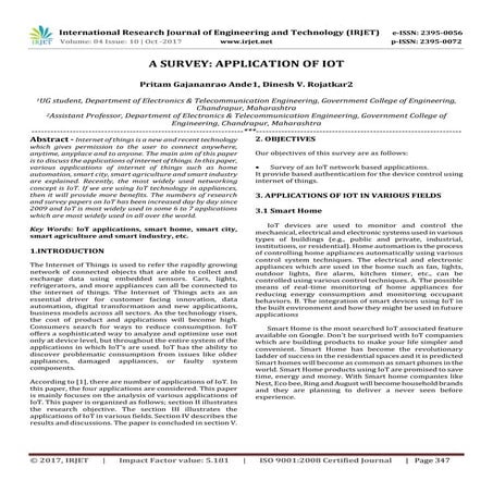 A Survey: Application of IOT