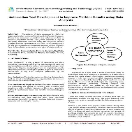 Automation Tool Development to Improve Machine Results using Data Analysis