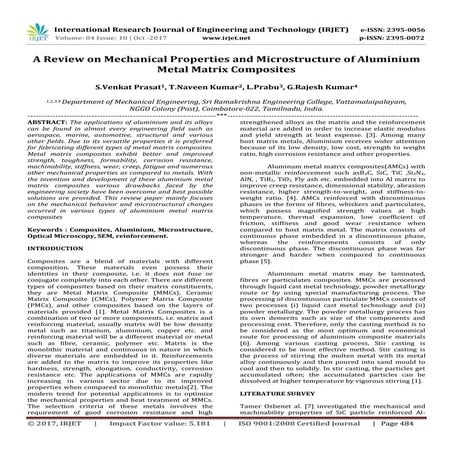 A Review on Mechanical Properties and Microstructure of Aluminium Metal Matri...