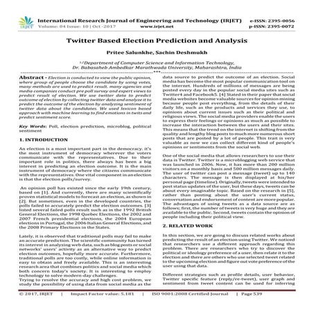 Twitter Based Election Prediction and Analysis