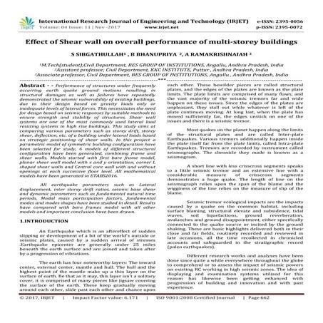 Effect of Shear Wall on Overall Performance of Multi-Storey Buildings