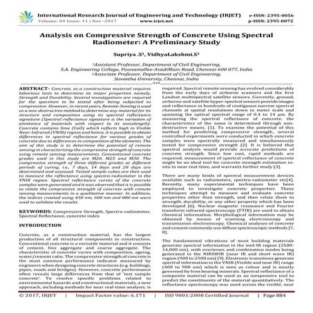 Analysis on Compressive Strength of Concrete using Spectral Radiometer: A Pre...