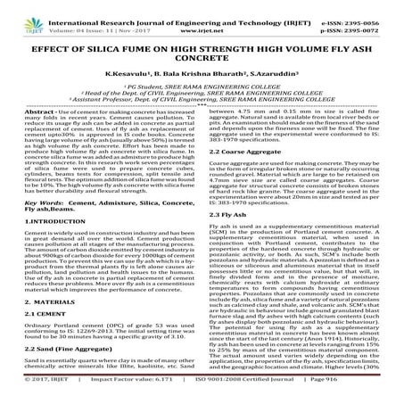 Effect of Silica Fume on High Strength High Volume Fly Ash Concrete
