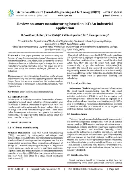 Review on Smart Manufacturing Based on IoT An Industrial Application Circuit Diagram