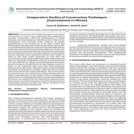 Comparative Studies of Construction Techniques (Conventional VS MIVAN)