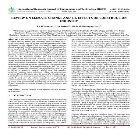 Review on Climate Change and its Effects on Construction Industry | PDF